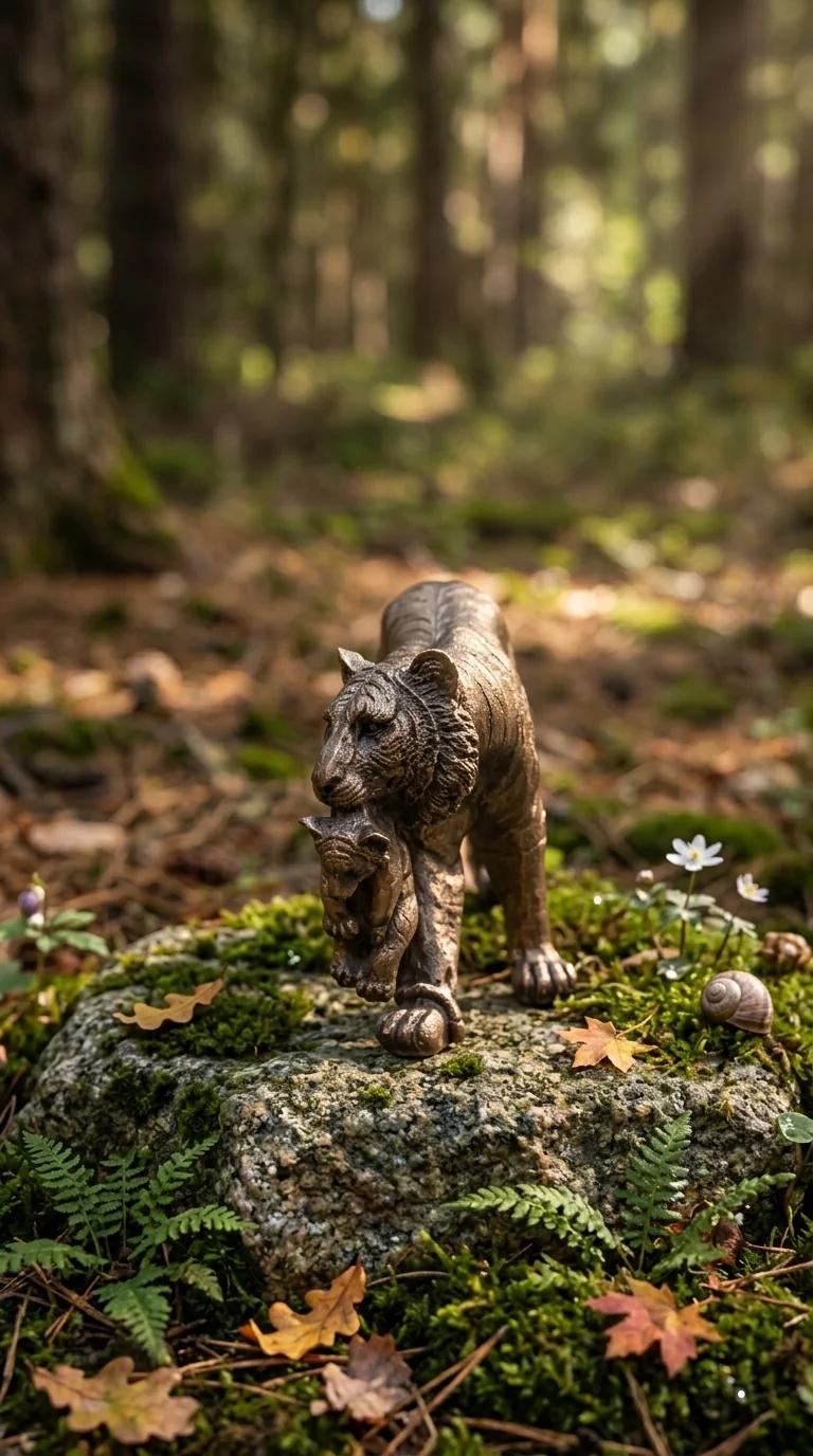 MH Decors Elegant Polyresin Lioness with Cub Showpiece for Home and Office Decor