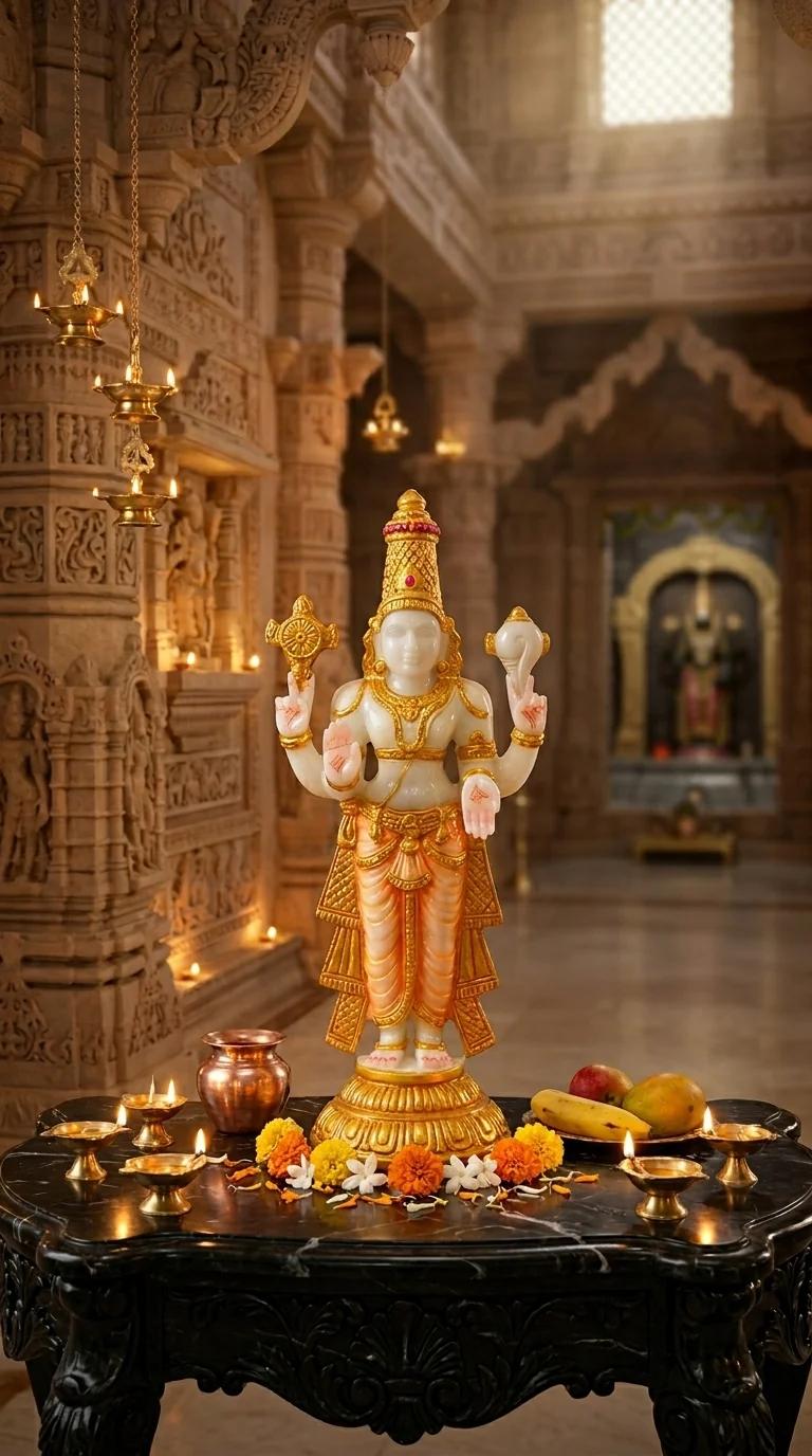 MH Decors Elegant Gold Venkateswara Idol Showpiece for Pooja Room and Home Decor