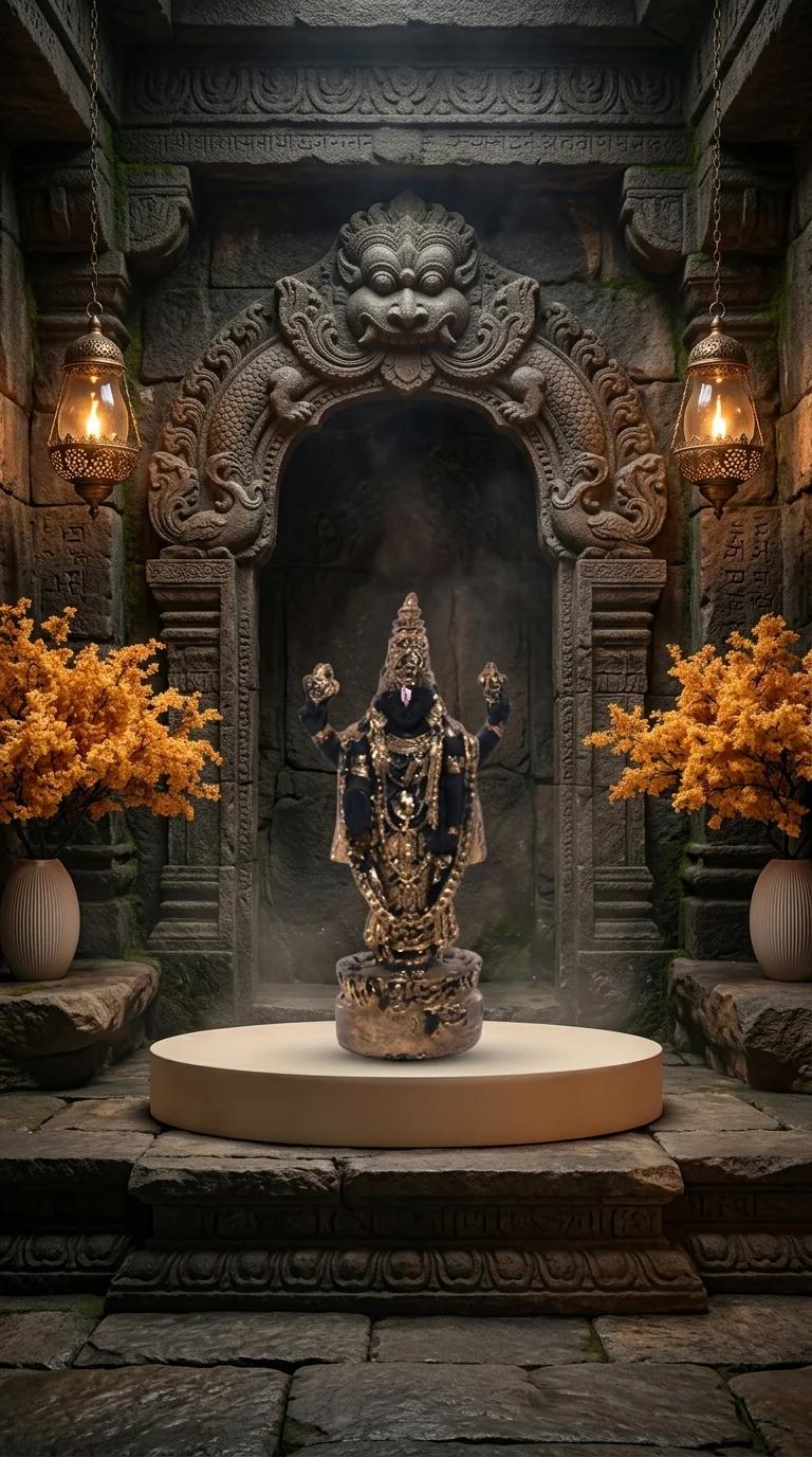 MH Decors Elegant Gold Coated Tirupati Balaji Showpiece for Home and Temple Decor