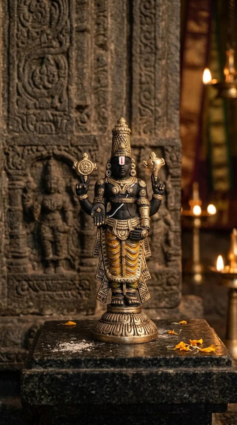 MH Decors Elegant Srinivasa Perumal Murti Showpiece for Home, Office, and Pooja Room