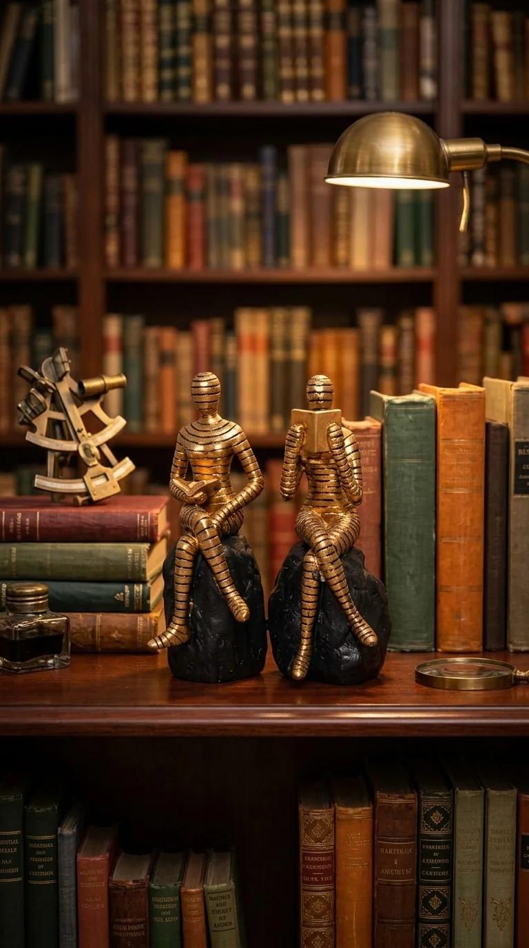 MH Decors Elegant Seated on Rock Reading Statue for Home, Office, and Center Table