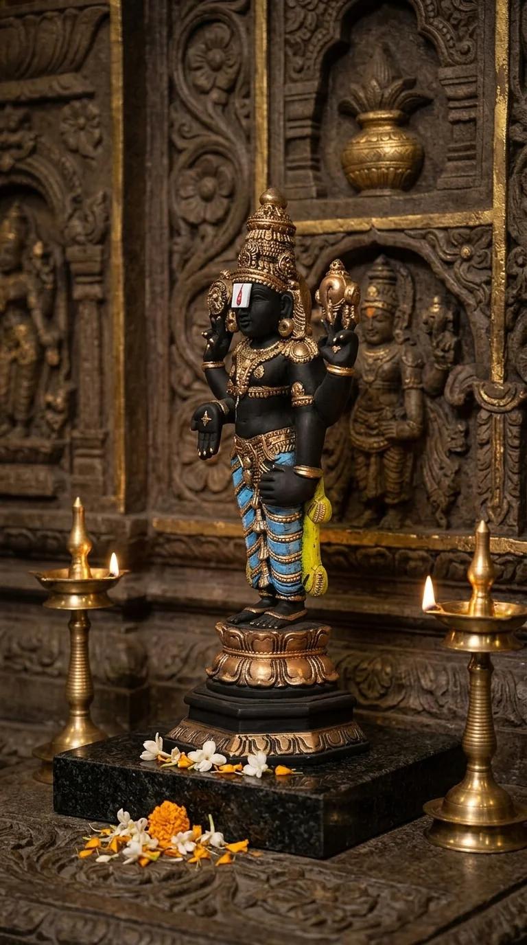 MH Decors Elegant Black Finish Lord Venkateswara Swamy Figurine for Home and Office