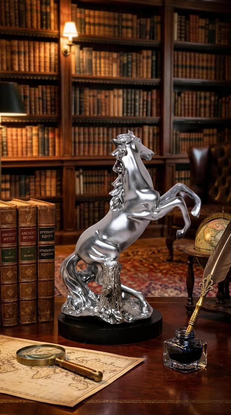 MH Decors Elegant Silver Horse Showpiece for Office, Home, and Table Display