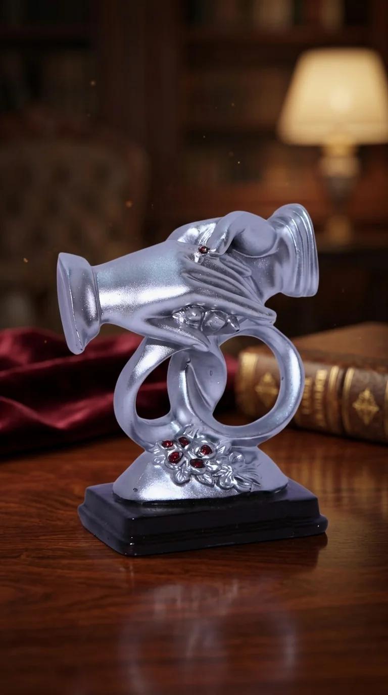 MH Decors Elegant Medium Size Wedding Hand Holding Ring Statue for Valentine Gift and Home Decoration