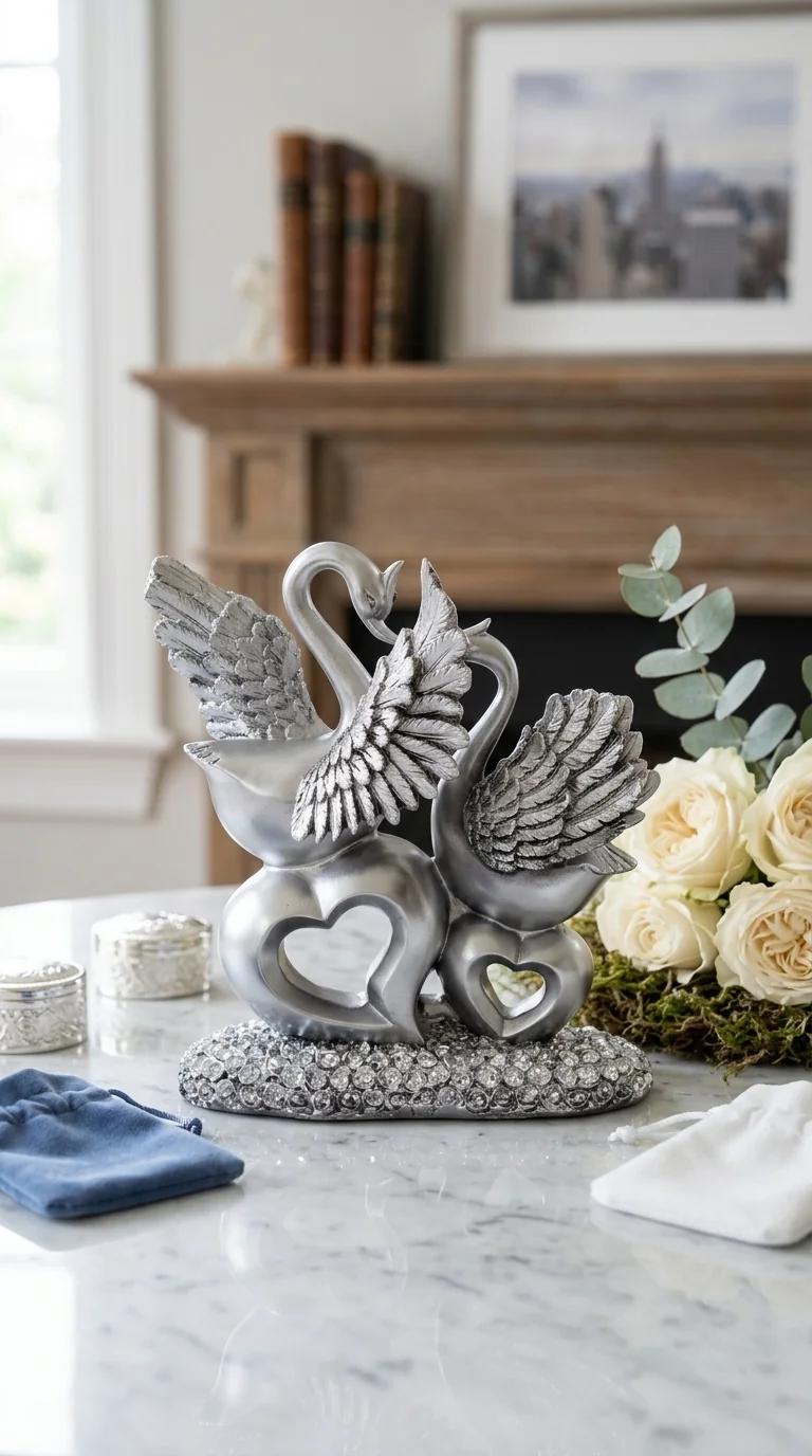 MH Decors Premium Swan Figurine for Home, Living Room, and Decorative Display