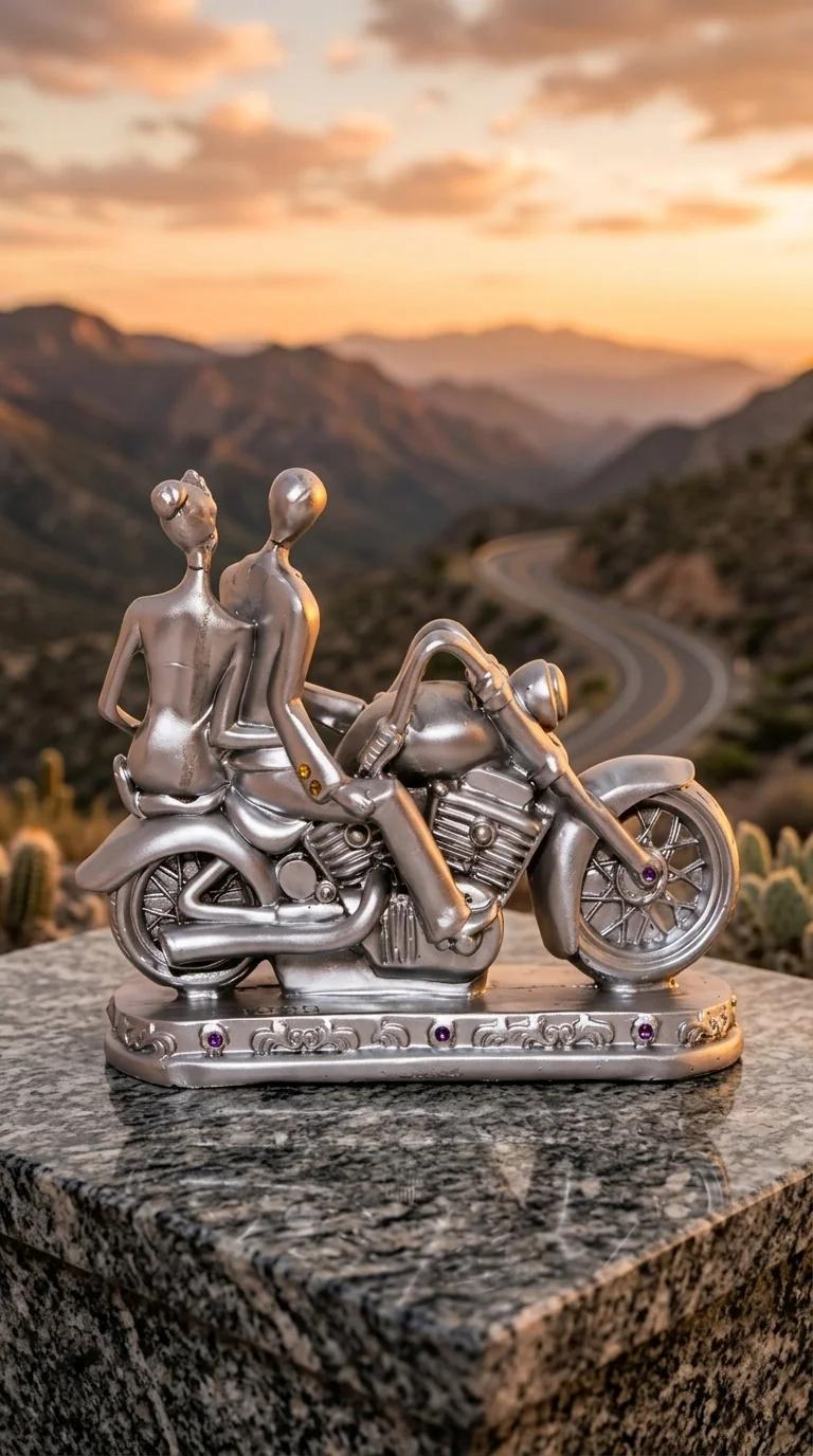 MH Decors Elegant Bike Riding Couple Figurine for Tabletop, Home, and Office