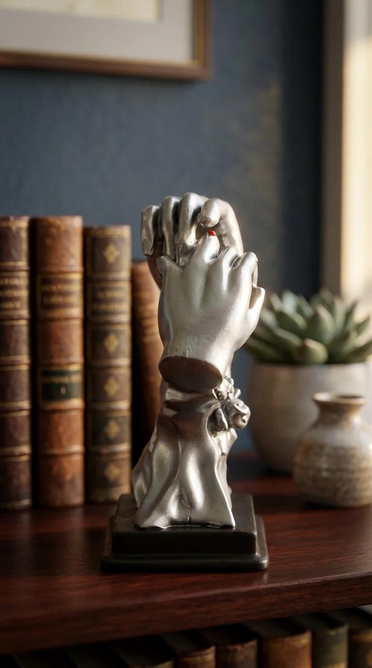 MH Decors Elegant Large Wedding Hand Holding Ring Statue for Valentine Gift and Home Decor