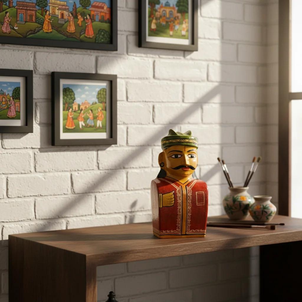 VPH Gift Store Handmade Kondapalli Koyya Bommalu Raja Rani Wooden Figurines