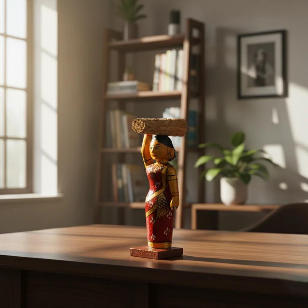 VPH Gift Store Kondapalli Wooden Village Ladies Bommalu Set of 5 Handcrafted Decor