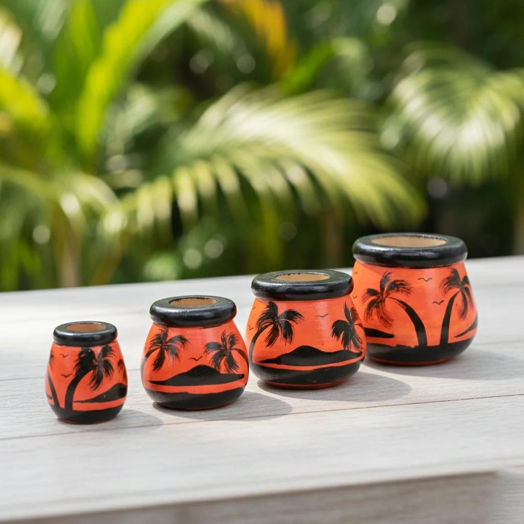 VPH Gift Store Handmade Kondapalli Wooden Matki Set of 4 Red Home Decoration