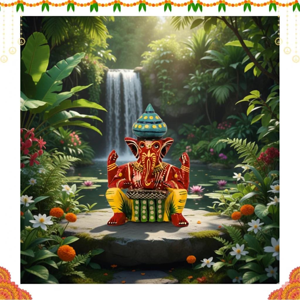 MH Decors Handcrafted Kondapalli Wooden Ganesha Musician Doll Set of 6 for Home Display