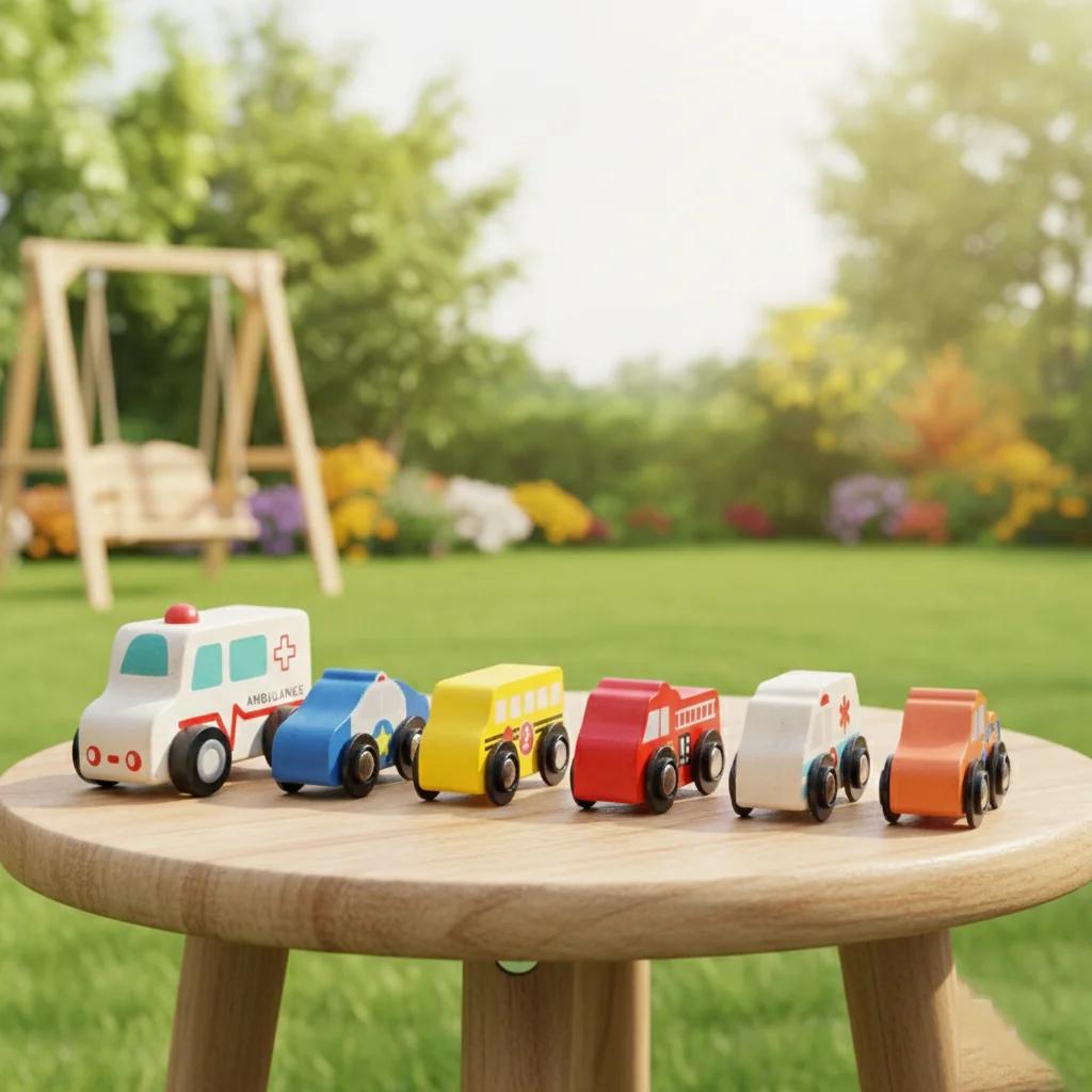 MH Decors Wooden Toy Car Set Kondapalli Handmade for Kids and Home Decor