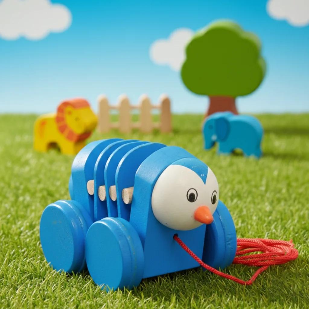 MH Decors Wooden Caterpillar Pull Along Toy Kondapalli Hand Made for Baby Play