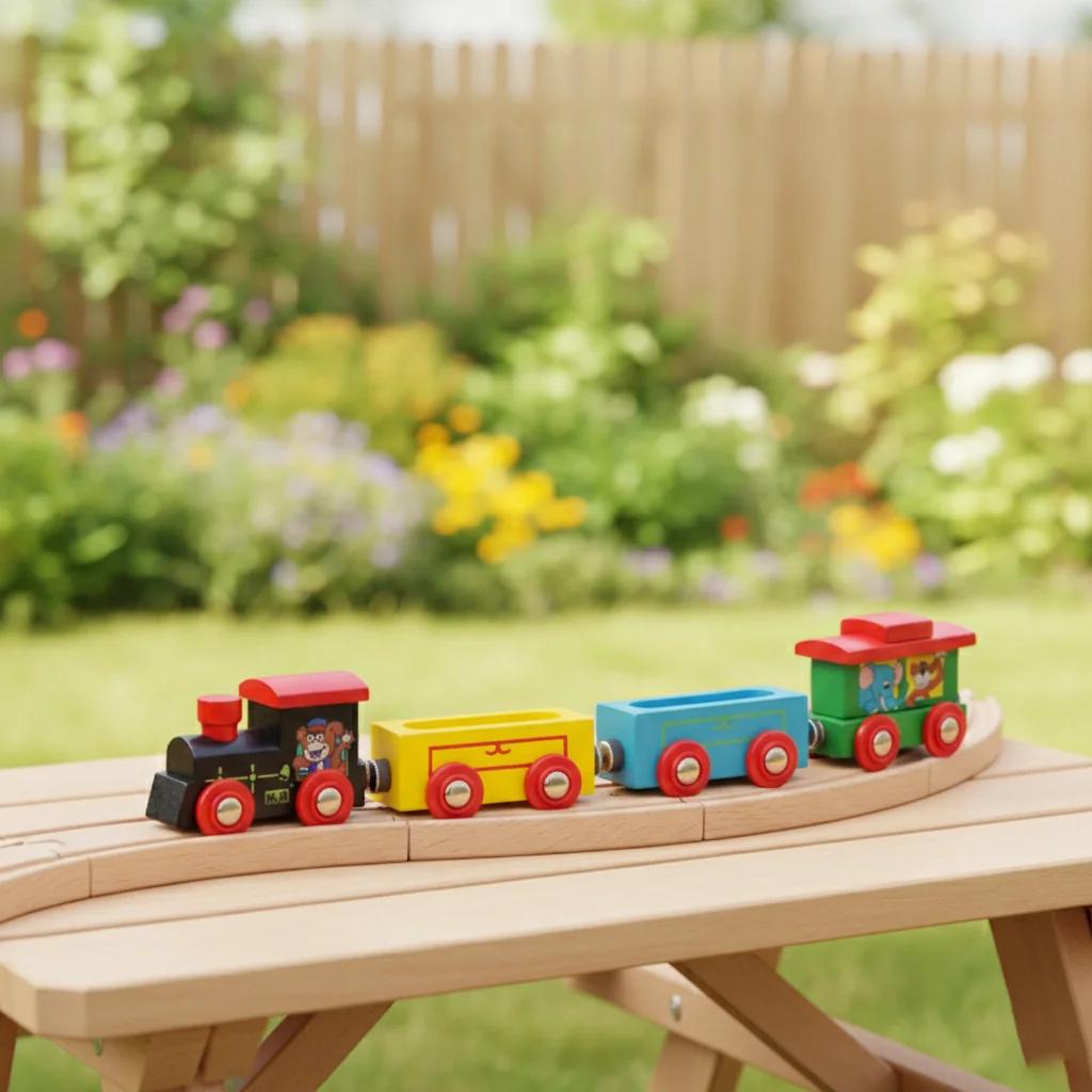 MH Decors Handcrafted Kondapalli Wooden Magnetic Train Toy Set for Kids and Home