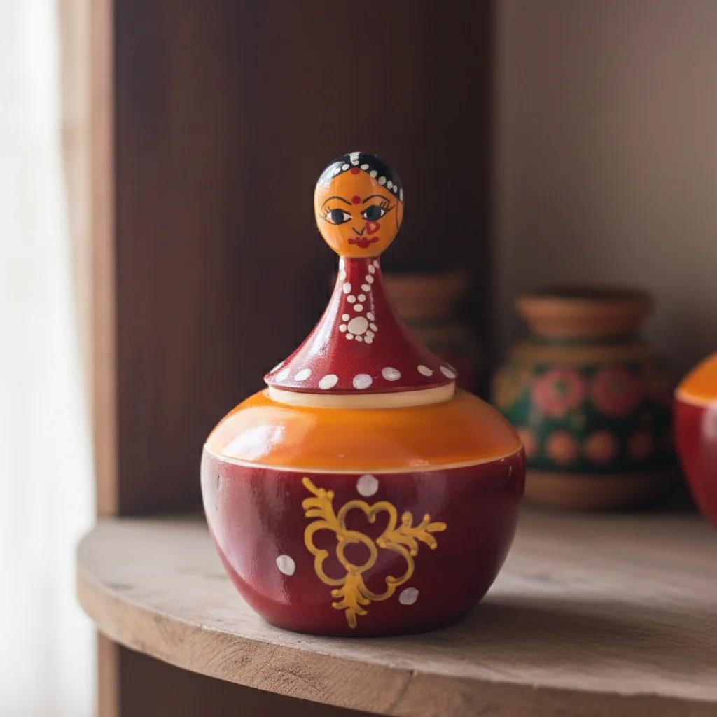 MH Decors Kondapalli Wooden Nesting Doll Hand Painted Decorative Figurine for Home