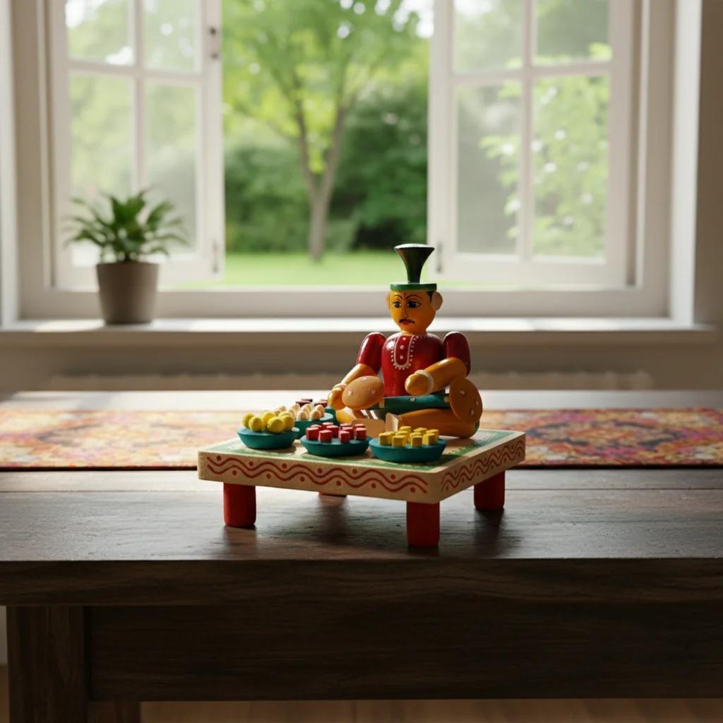 MH Decors Kondapalli Wooden Sweet Selling Man Decorative Figurine Hand Made for Home Decor