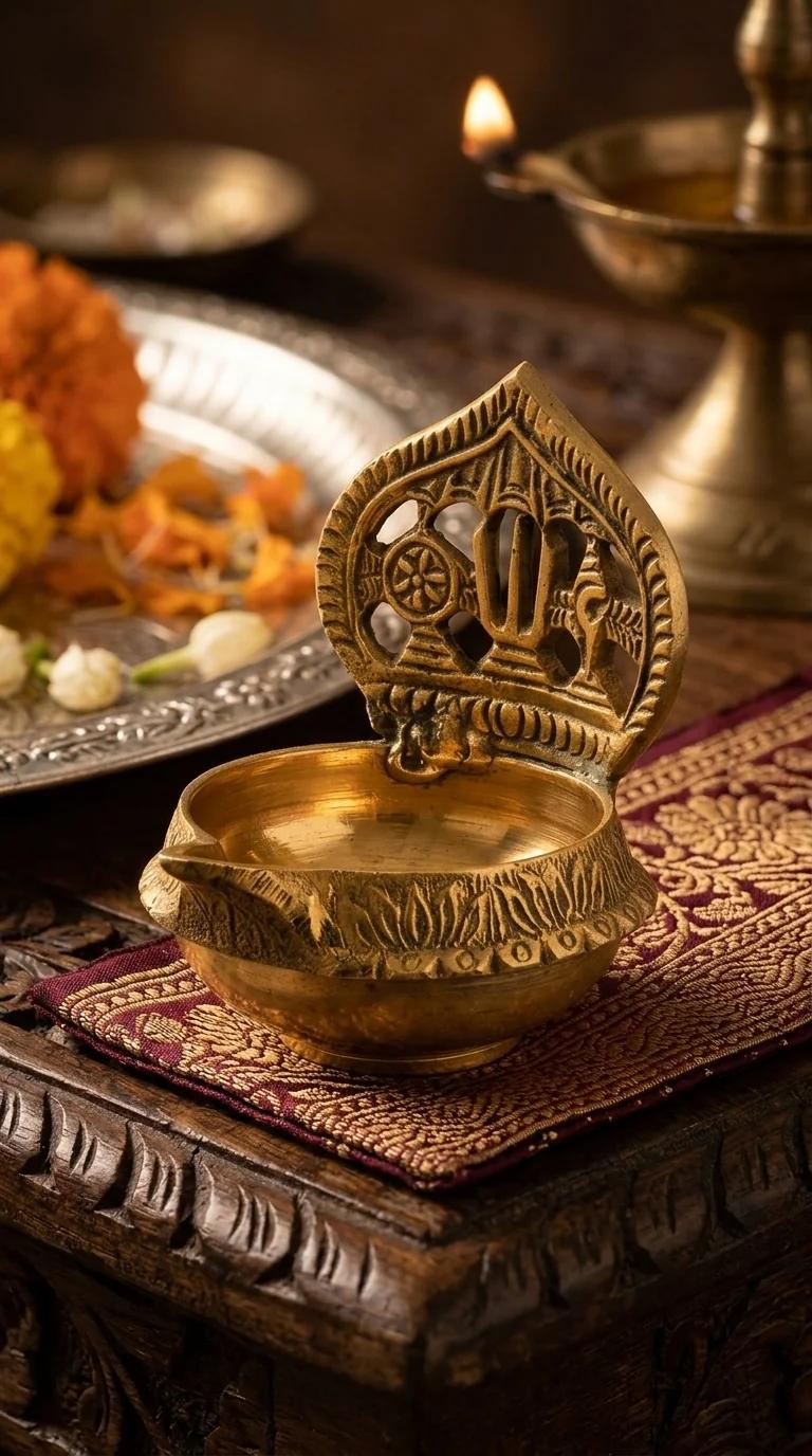 MH Decors Decorative Brass Thirunamam Deepam for Living Room and Pooja Room