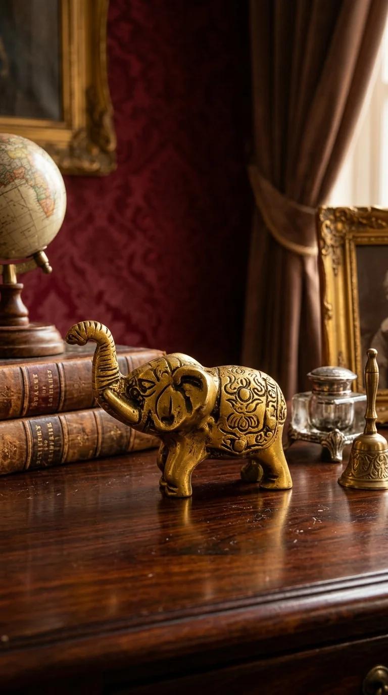 Value Gifts Decorative Brass Blessing Elephant Figurines for Living Room