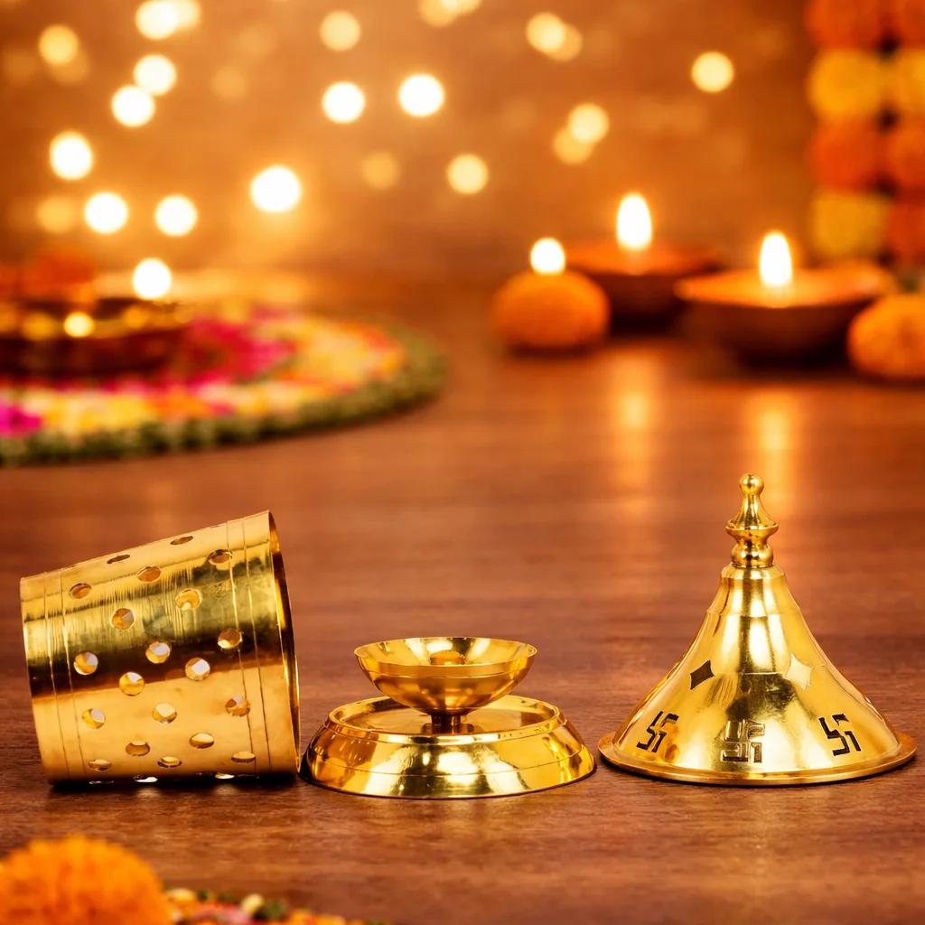 Value Gifts Handcrafted Brass Akhand Diya Oil Lamp for Mandir and Home Decor