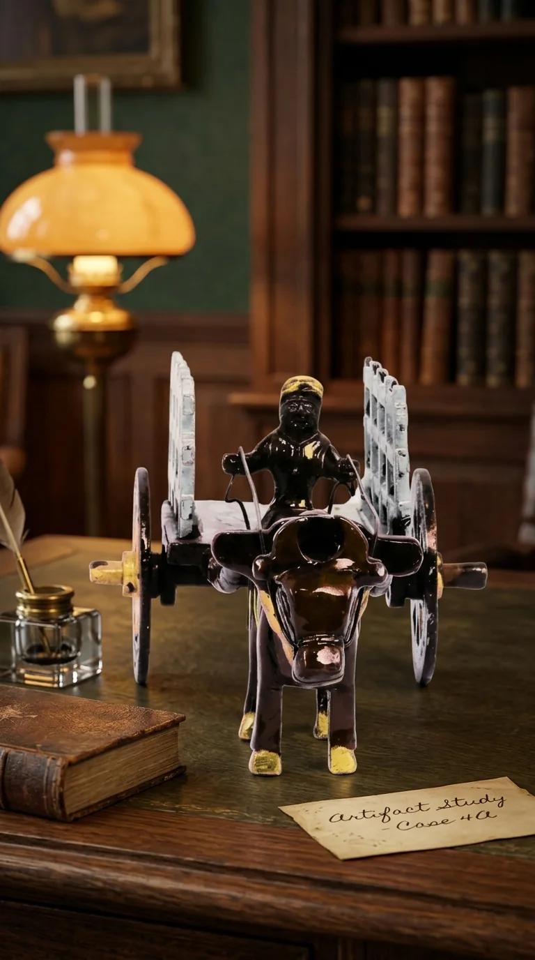 Value Gifts Vintage Brass Village Bullock Cart Sculpture for Home and Office