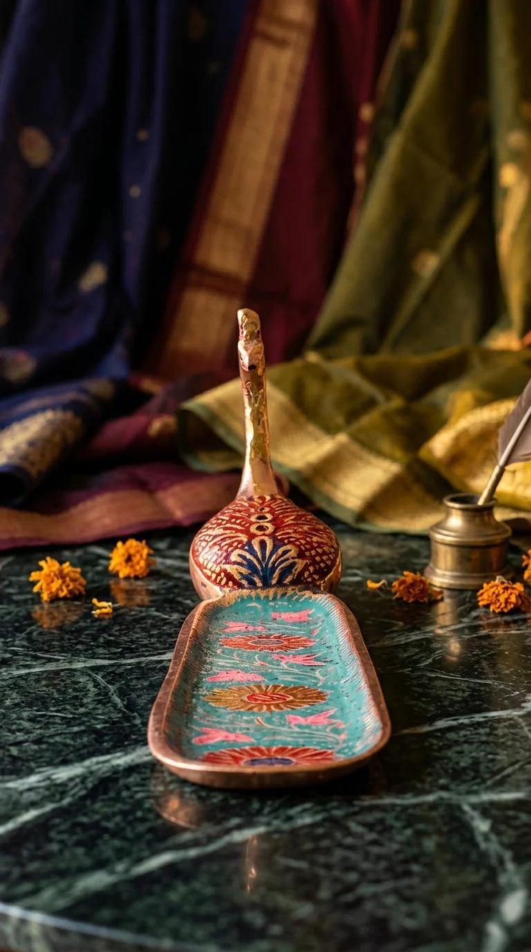 Value Gifts Traditional Brass Peacock Incense Stand Handcrafted for Home