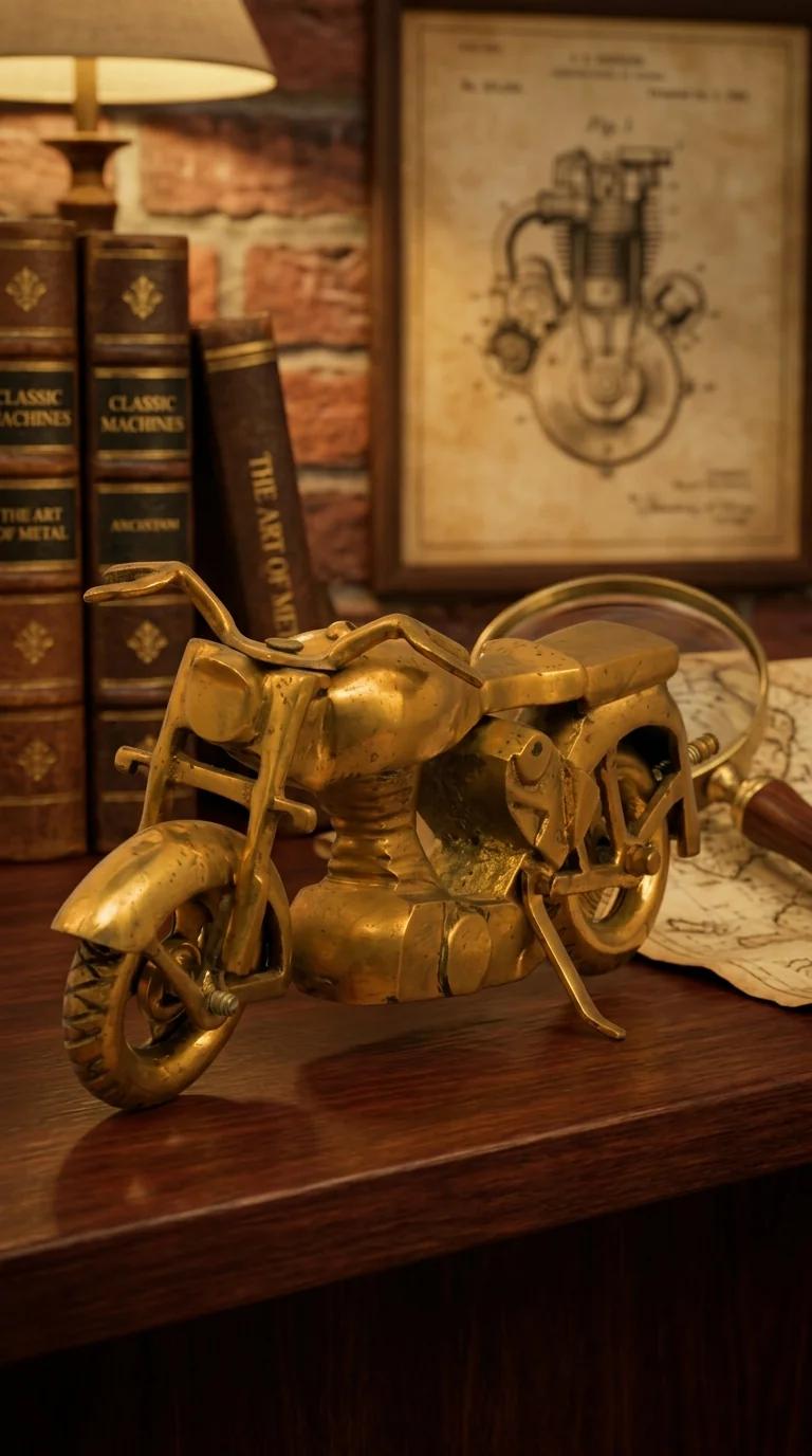 Value Gifts Traditional Brass Vintage Bike Figurine for Home Decor and Gift