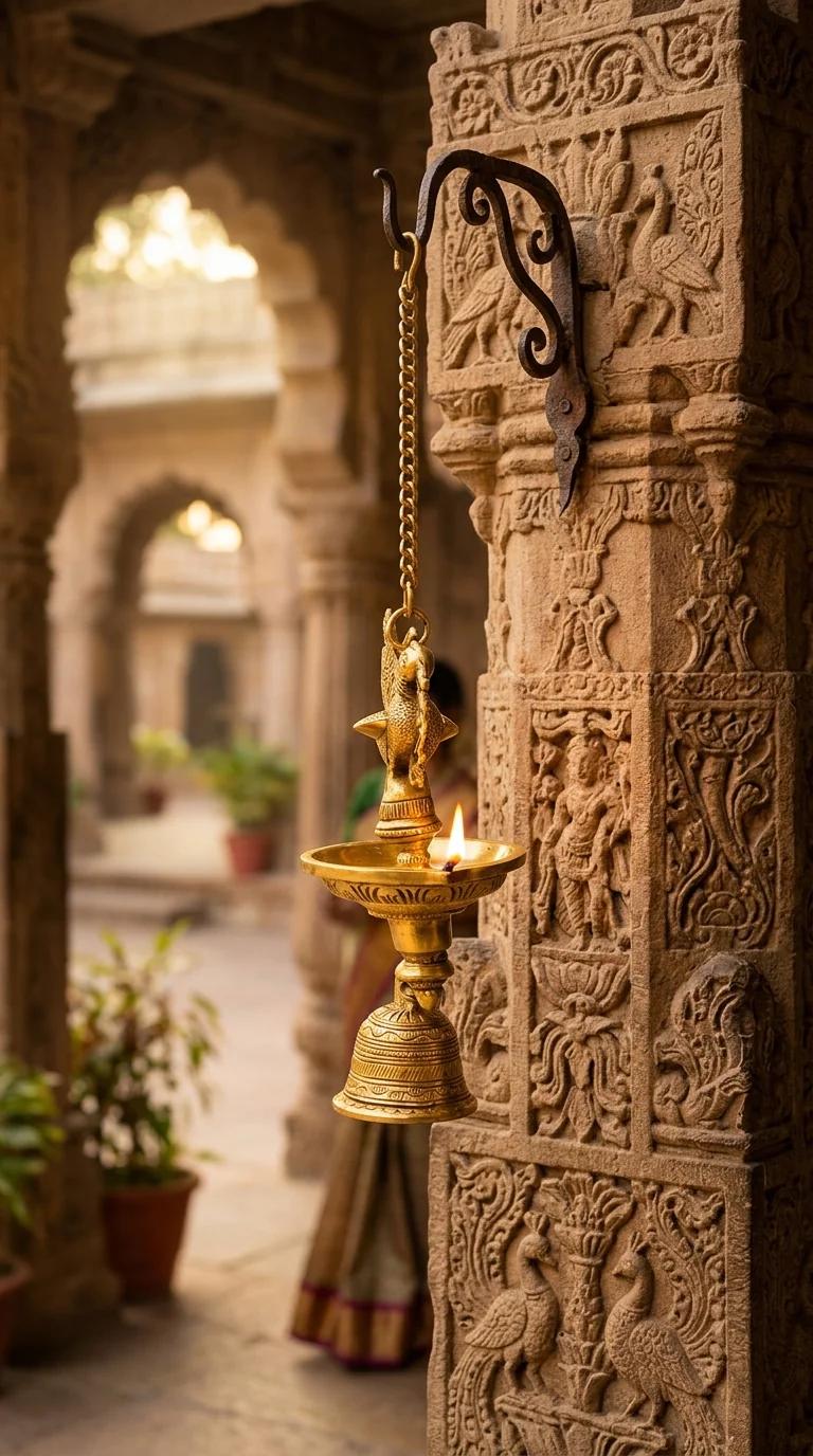 Value Gifts Handcrafted Brass Peacock Wall Hanging Diya for Entrance and Pooja Room