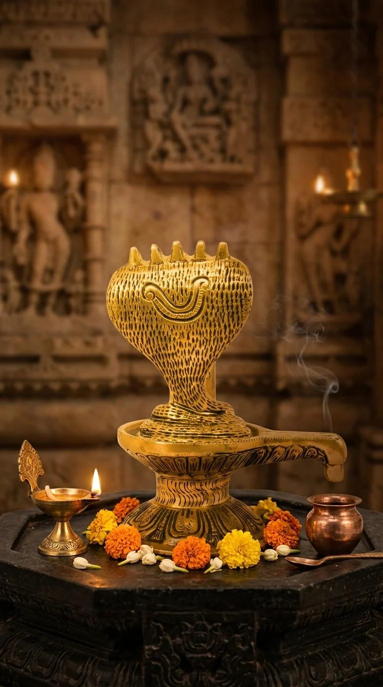 Value Gifts Brass Shivalingam Handmade Idol for Living Room and Temple Display