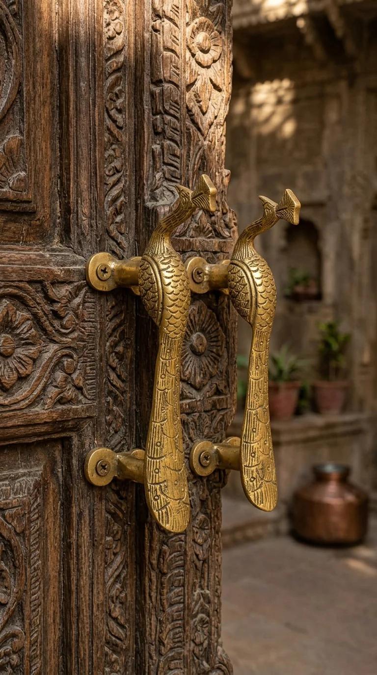 Value Gifts Decorative Brass Cabinet Handle Peacock Design Set of 2 for Doors