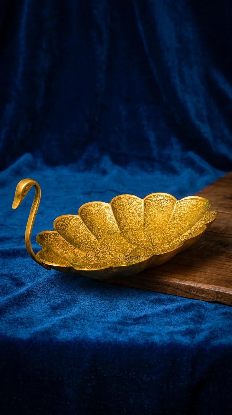 Value Gifts Brass Swan Tray for Home, Office, and Gifting