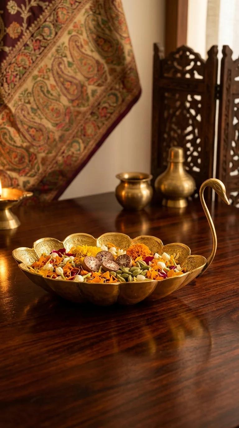 Value Gifts Brass Swan Tray for Home, Temple, and Gift Decoration