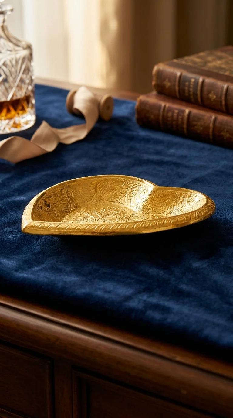 Value Gifts Handcrafted Brass Heart Tray for Living Room and Dining Table