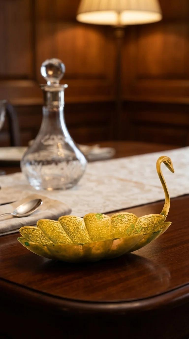 MH Decors Handcrafted Brass Swan Tray for Tabletop and Living Room Display