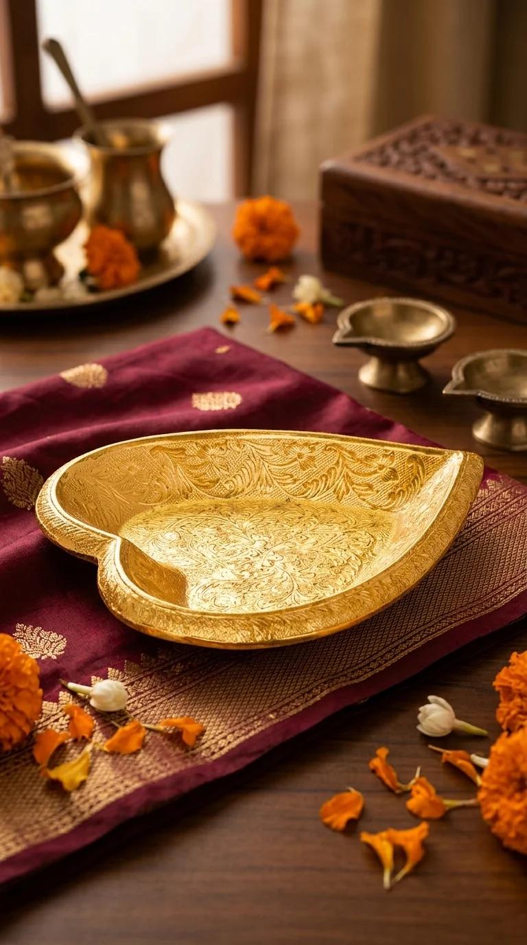 MH Decors Elegant Brass Heart Tray for Serving and Decorative Use