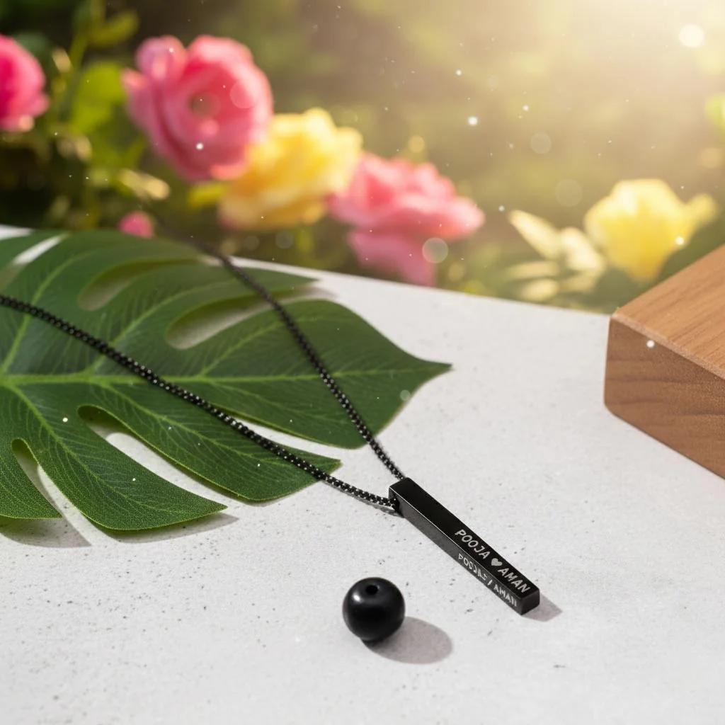 Zpics Custom 3D Bar Pendant Necklace