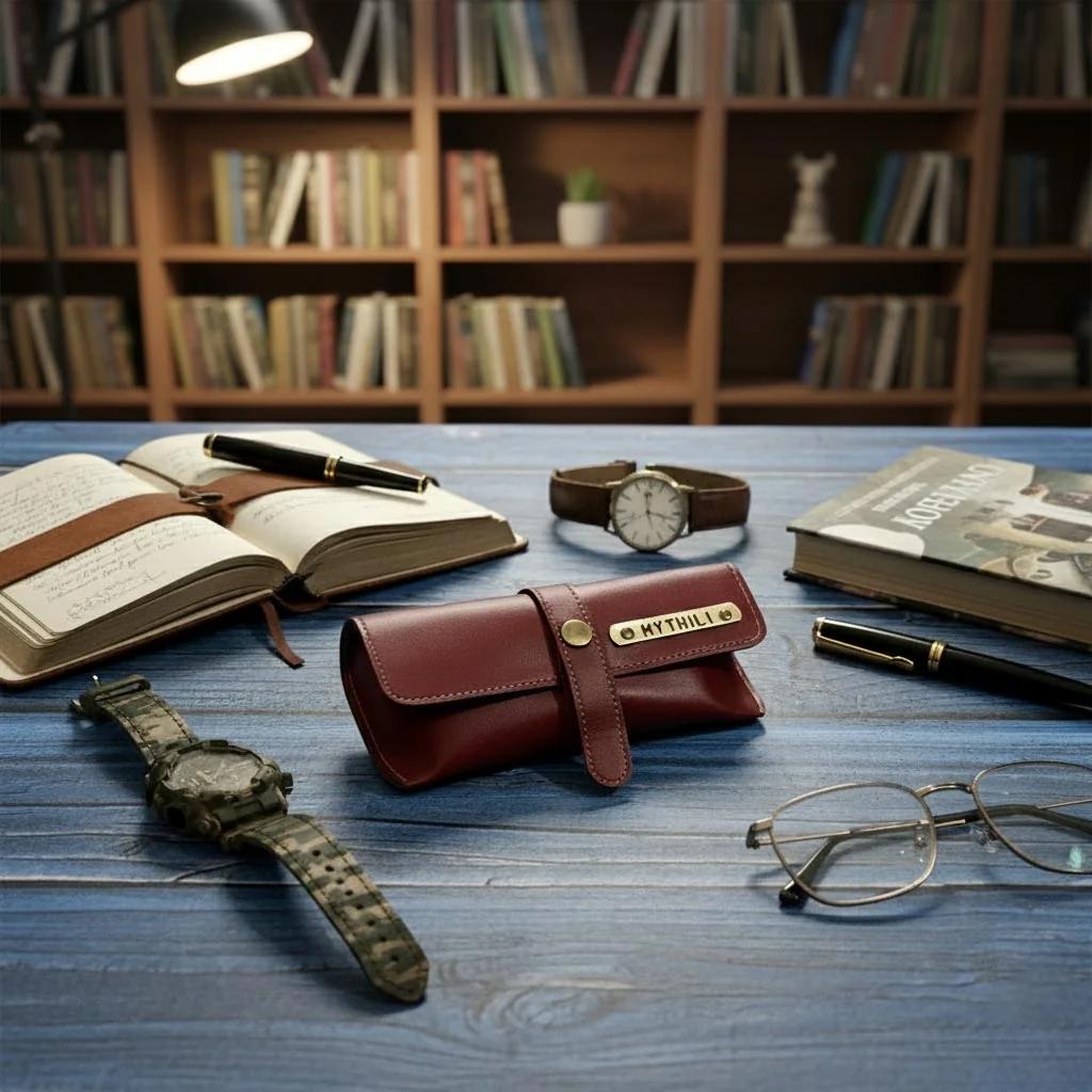 MH Decors Elegant Eyeglass Case with Personalized Name & Charm