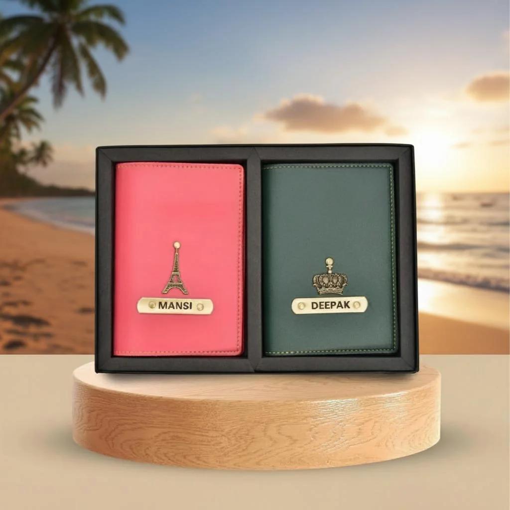 MH Decors Matching Couple Passport Covers – Custom Name & Charm