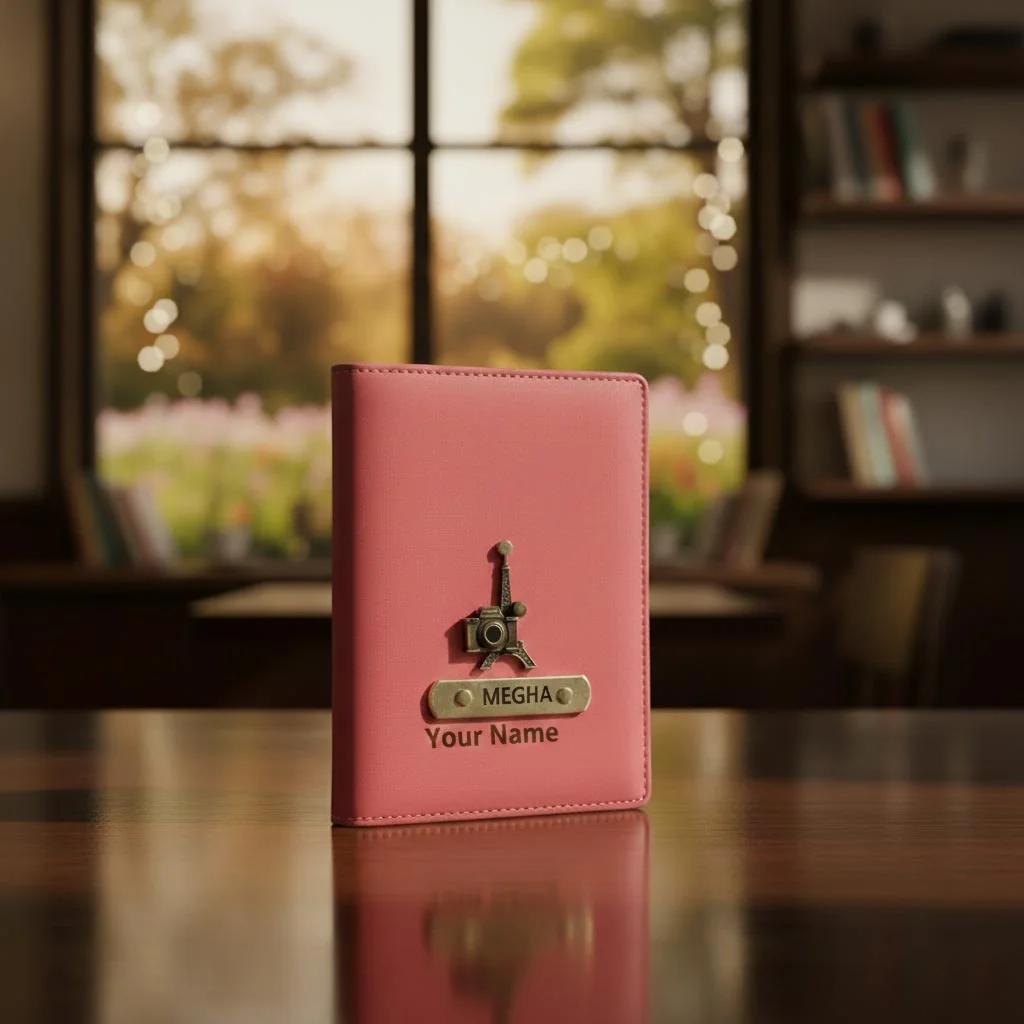 Pink Travel Passport Cover Personalized with One Custom Charm