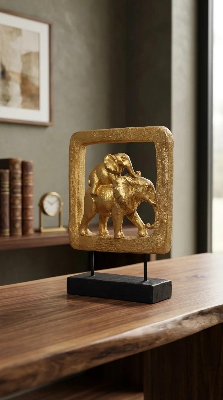 Value Gifts Elegant Antique Elephant Figurine for Home Ornament