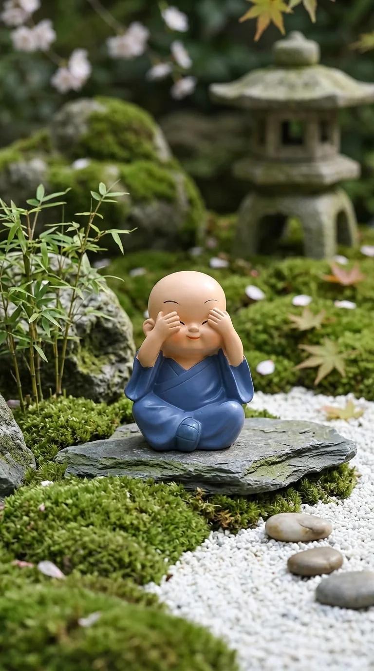 Value Gifts Little Buddha Monks Figurine for Car Dashboard and Living Room