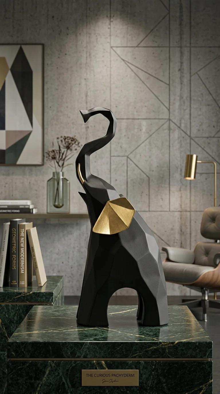 Value Gifts Black and Gold Elephant Baby Figurines Decorative Showpiece for Home