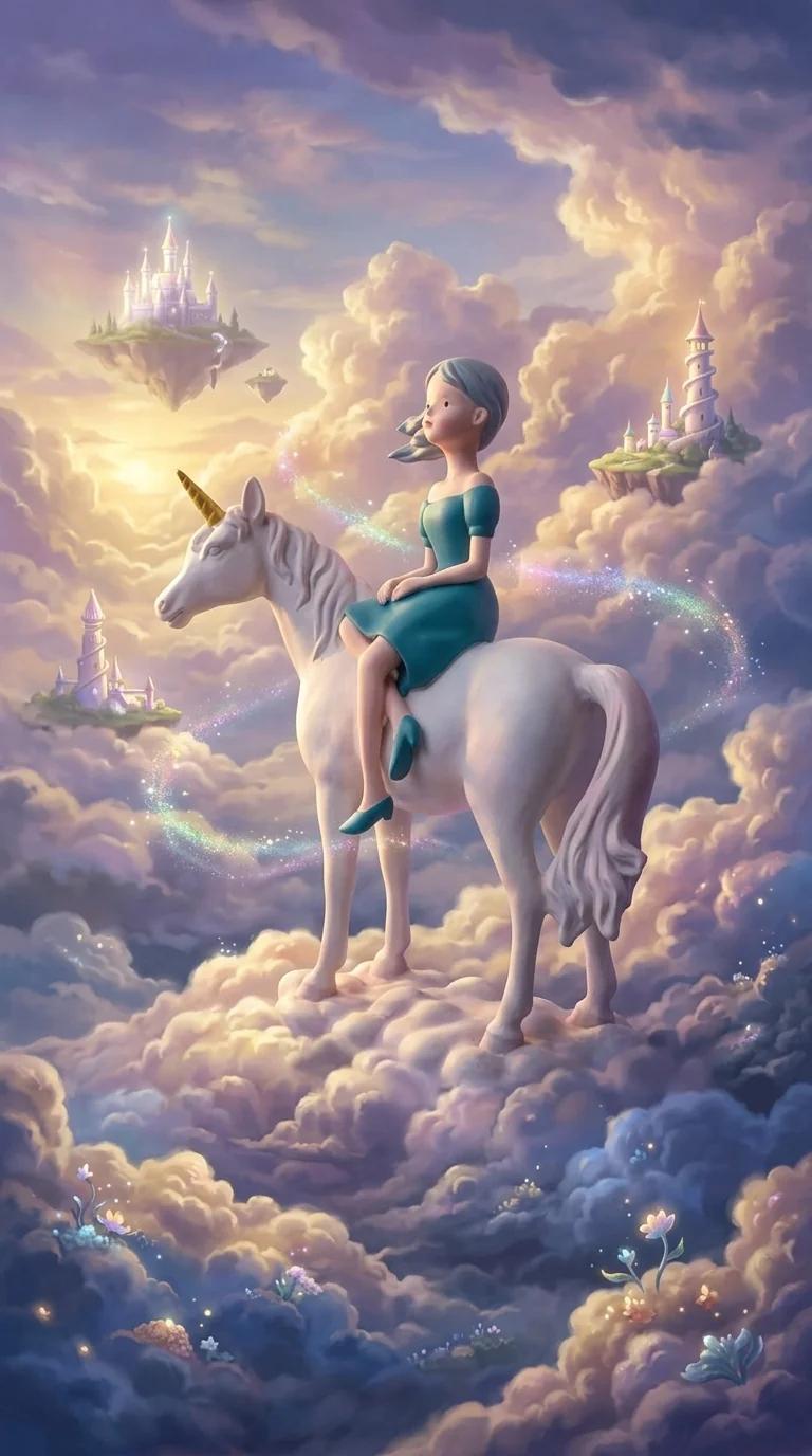 Value Gifts Unicorn Girl Riding Horse Polystone Decorative Ornament for Home