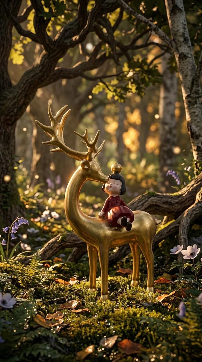 Value Gifts Elegant Fairy Reindeer Figurine with Doll for Office and Living Room
