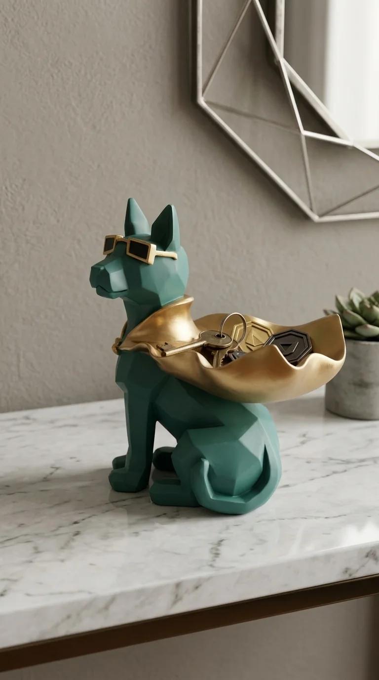 Value Gifts Elegant Dog Figurine with Storage Box for Home Decor