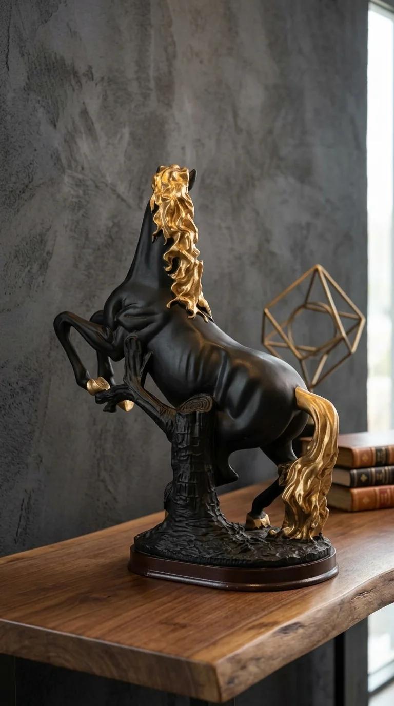 Value Gifts Elegant Rearing Stallion Horse Statue for Living Room Decor