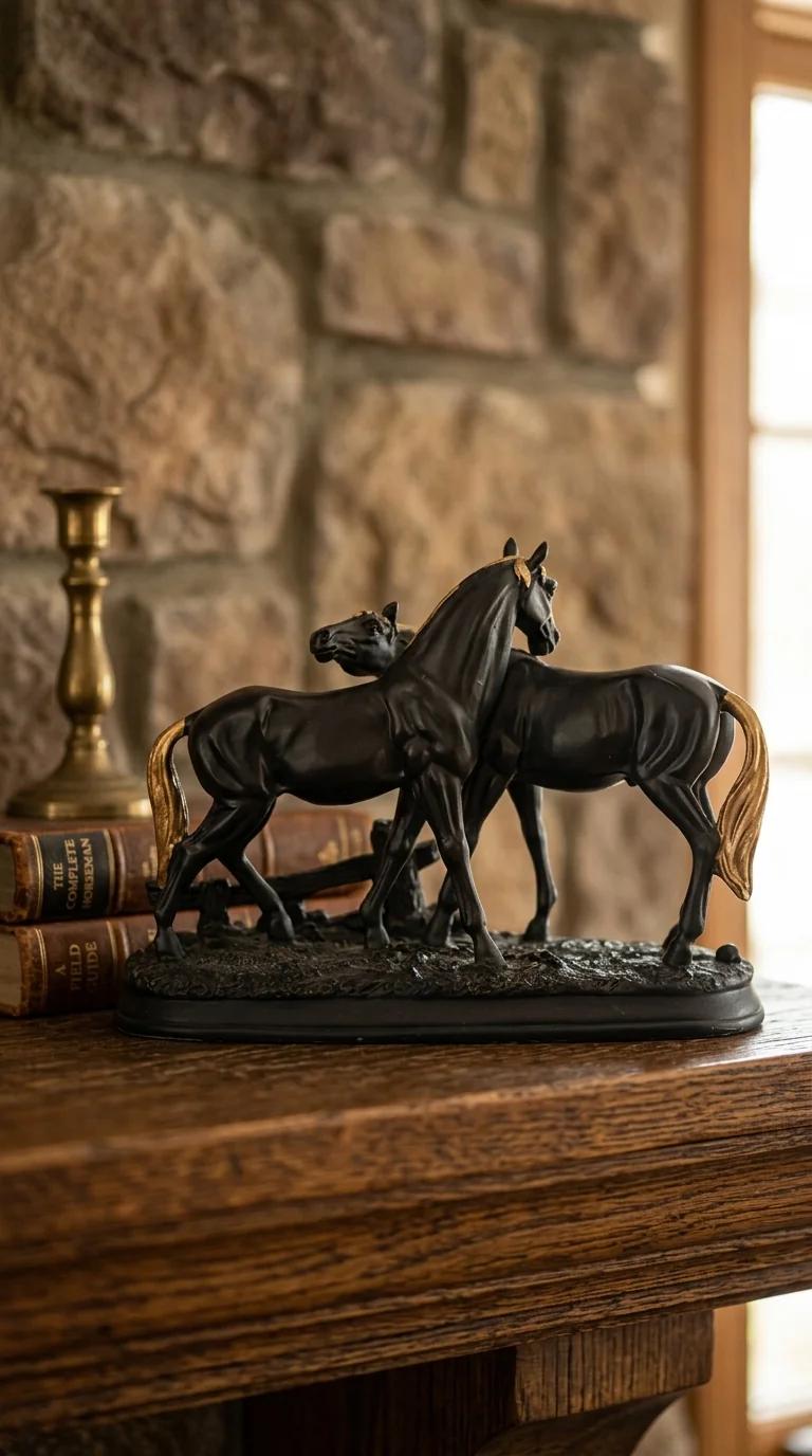 Value Gifts Elegant Horse Couple Figurine Set for Living Room Decor