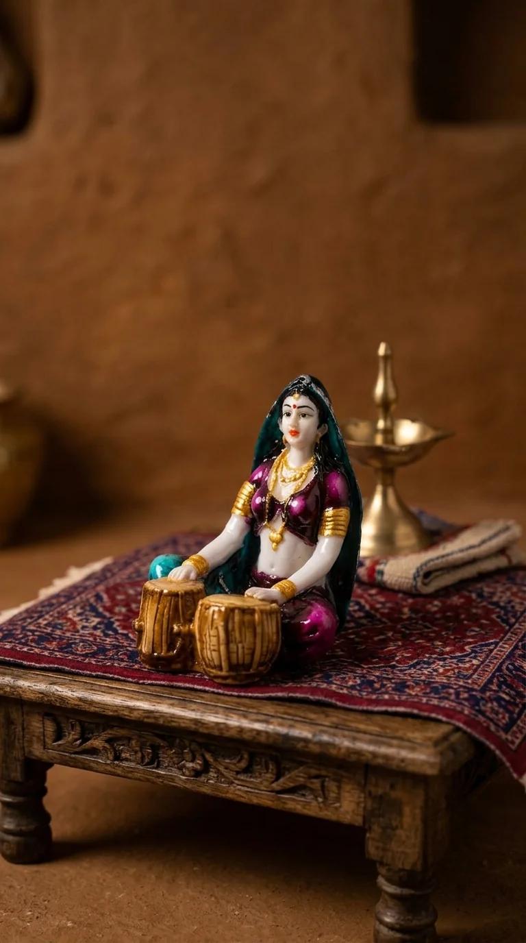 MH Decors Elegant Rajasthani Musical Ladies Statue with Laltain Light for Home Interior