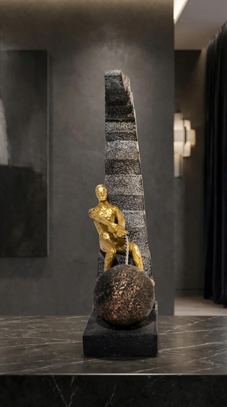 MH Decors Handcrafted Rock Pulling Men Statue for Home and Office Decoration