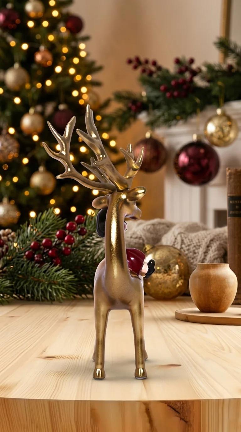 MH Decors Elegant Golden Fairy Reindeer Showpiece for Office and Home Table Decor