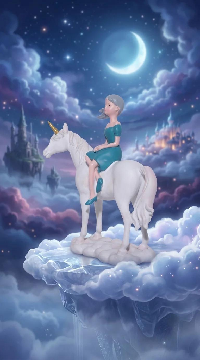 MH Decors Elegant Unicorn Girl on Horse Showpiece for Home and Office Decor